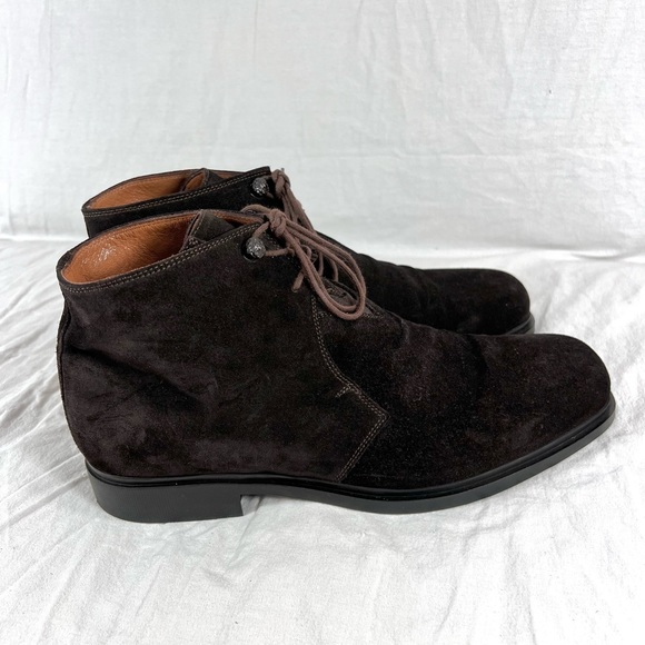 GIANNI VERSACE Authentic Brown Suede Leather Medusa Ankle Boots Size 8.5 US - Picture 4 of 12